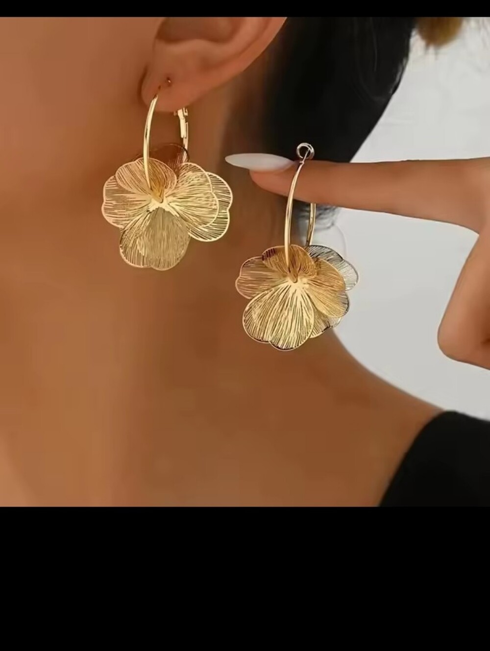 Vintage Earrings Gold Butterfly Flower Women's Dangle Jewelry G25 - Picture 4 of 4